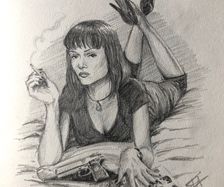 Uma Thurman op de poster van Pulp Fiction
